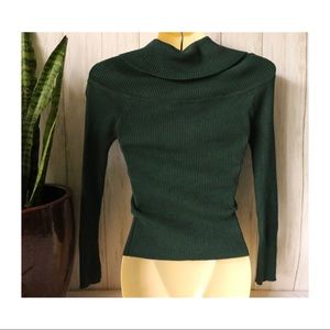 Shinestar Tops - Shine star Green Cowl-neck Ribbed long sleeve Shinestar Tops - Shine star Green Cowl-neck Ribbed long sleeve